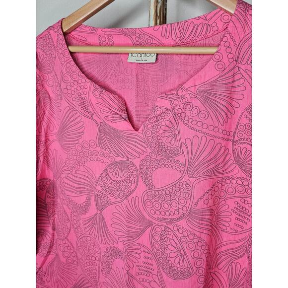 Icantoo Pink Lightweight Tunic with abstract doodle design size Large - Picture 8 of 10